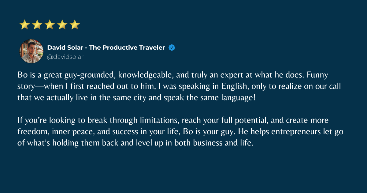 Testimonial from David Solar