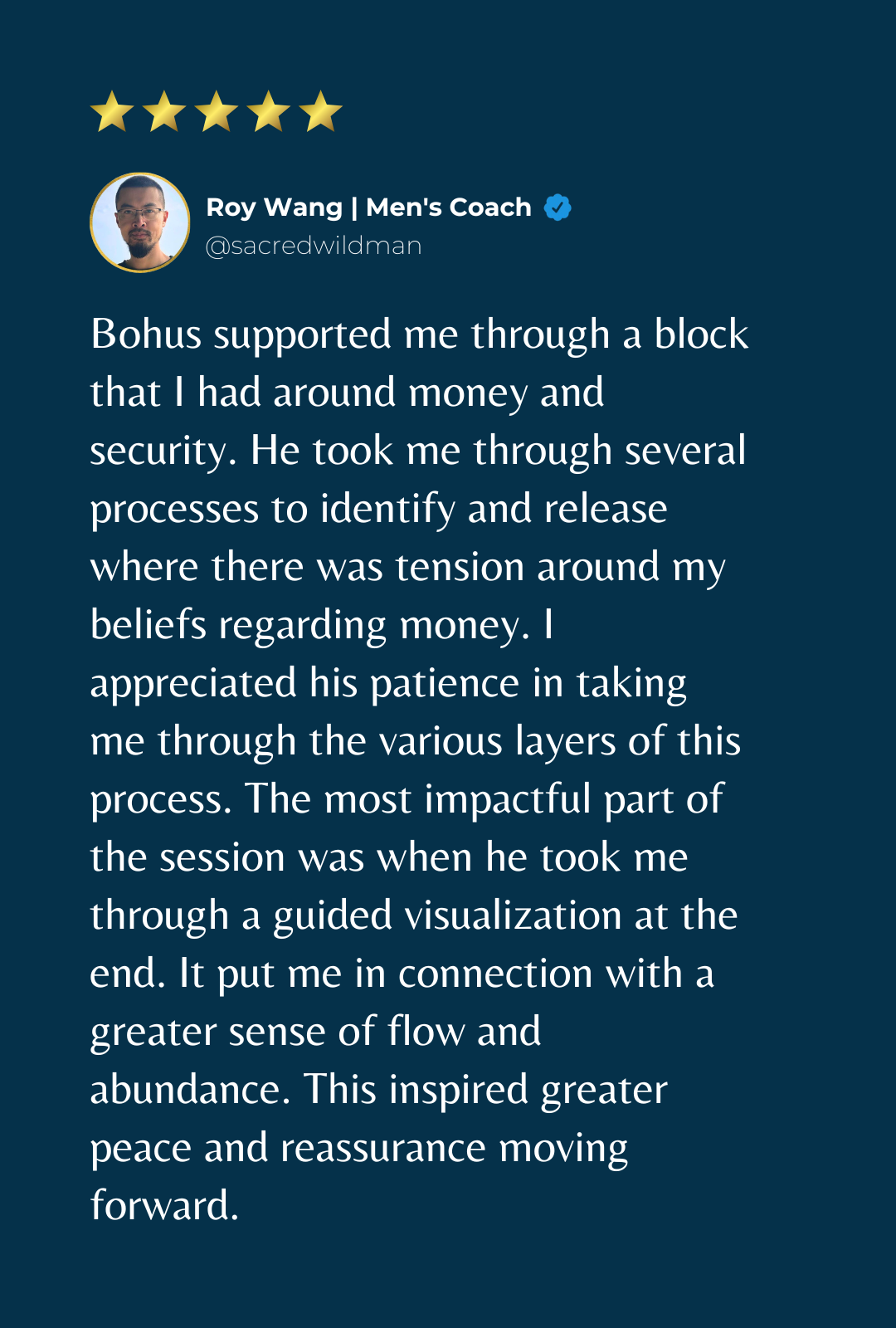 Testimonial from Roy Wang