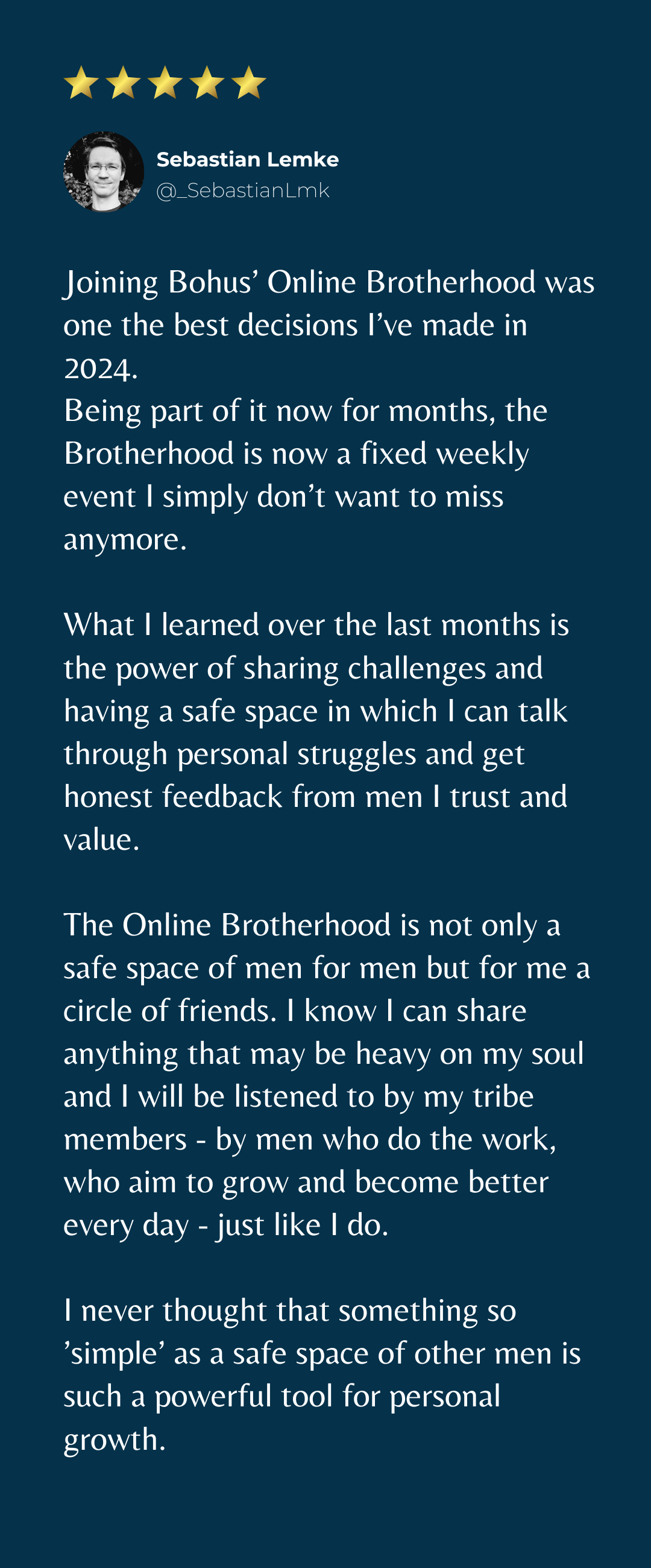 Testimonial from Sebastian Lembke